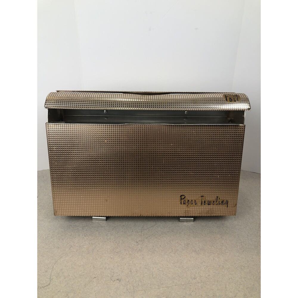 Vintage Mid Century Metal Rose‎ Gold Paper Towel Wax Foil Kitchen Wall Holder